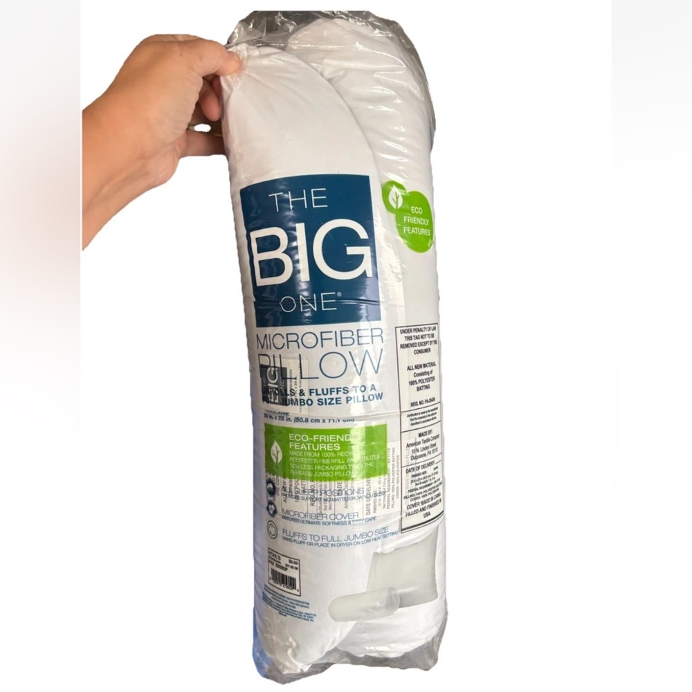 The Big One Microfiber Full Jumbo Size White Pillow NWT